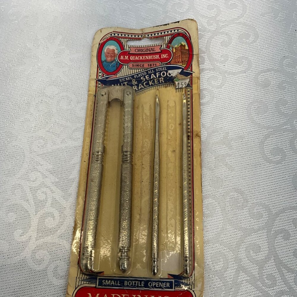 Vintage H.M. Quackenbush Nut Cracker &‎ Picks Set With Original Packaging - Made